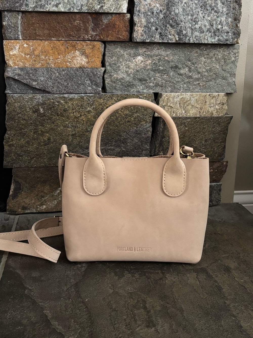 Portland Leather Small Raindrop Crossbody Tote Bag